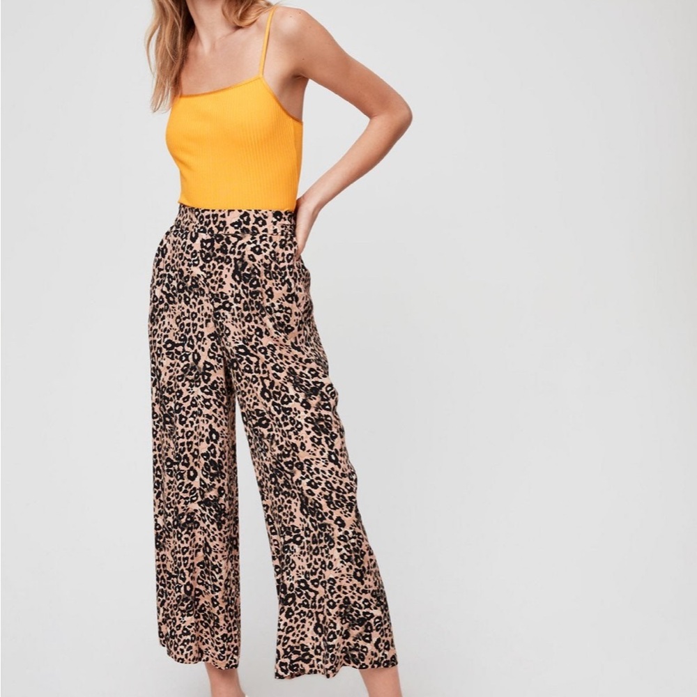 Aritzia Wilford Leopard Wide Leg Pants animal print
